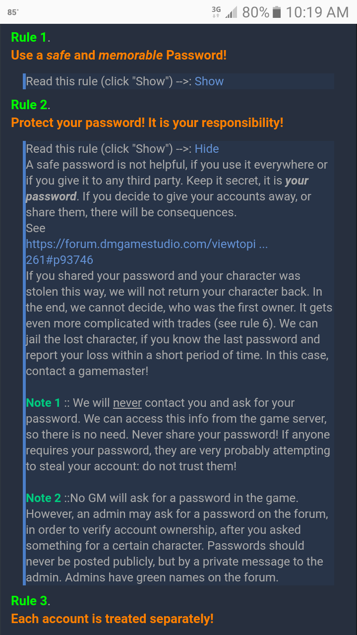 Rule book on sharing or traiding