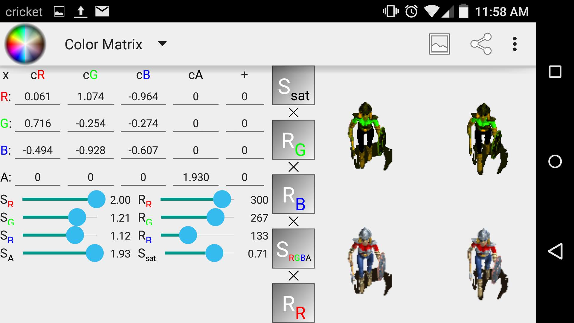 Dark complexion with dark eyes with bright green blouse, gold blonde hair, black pants, golden belt buckle, tan leather boots with gold laces, Maple wooden handle with Black Axe head, Metallic Black helmet and Shield with green trim and accents.